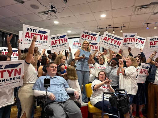 Aftyn with Supporters on Election Night