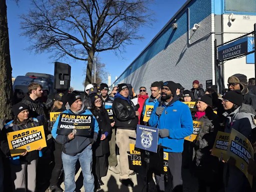 Claire Valdez at the picket line