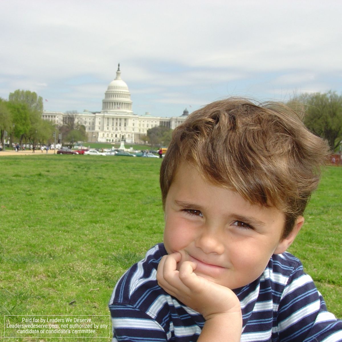 David Hogg as a child in front of the U.S. Capitol building