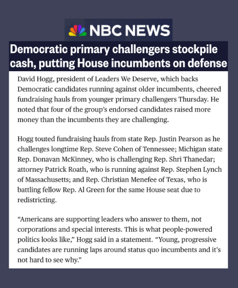 Democratic primary challengers stockpile cash, putting House incumbents on defense